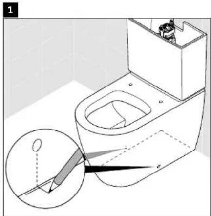 Diagram of a toilet with labeled parts and an inset showing a tool interacting with the sink, likely illustrating a mechanical or architectural design.