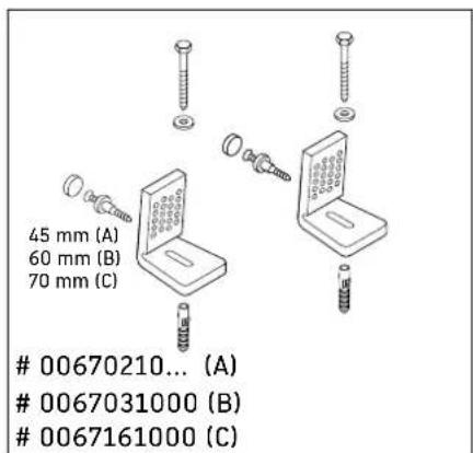 45 mm (A) 60 mm (B) 70 mm (C) 00670210... (A) 0067031000 (B) 0067161000 (C)