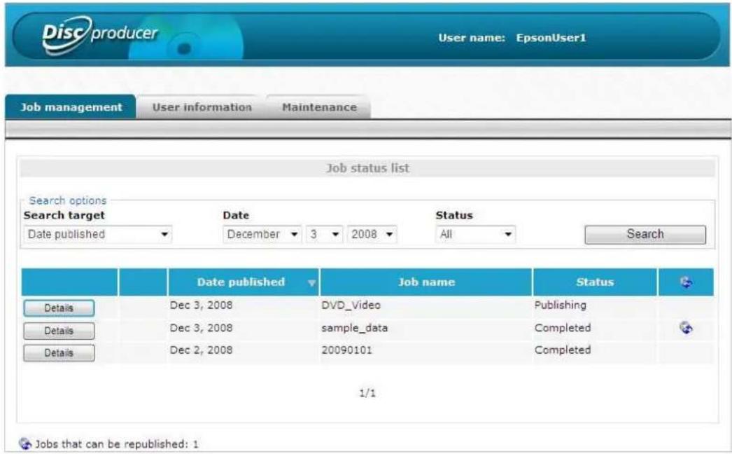 EPSON PP-100N - (Job management) screen - 1