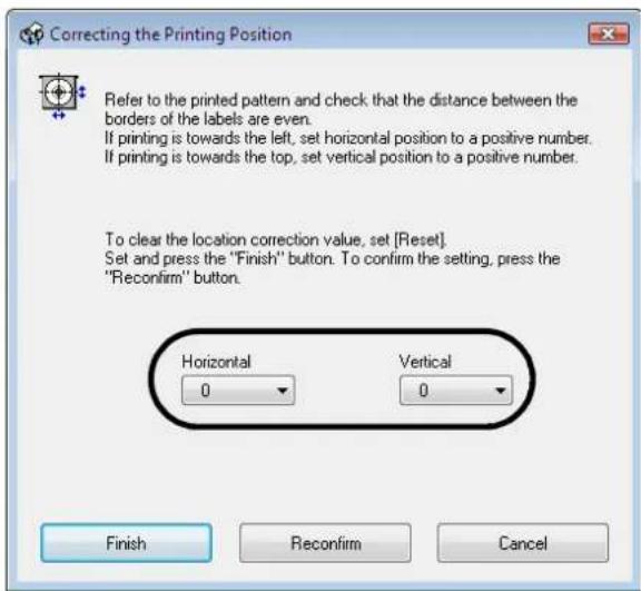 EPSON PP-100N - Click [Finish] if the lines on the top, bottom, left and right are evenly printed on the label surface. If they are not printed evenly, adjust the alignment in one of the following ways. - 2