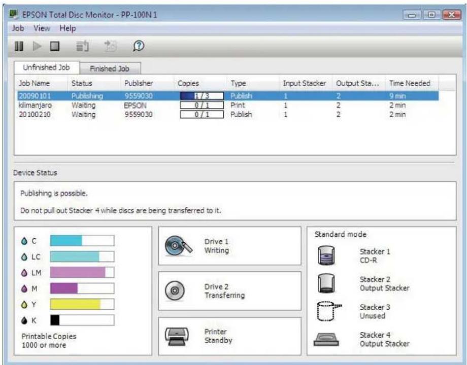 EPSON PP-100N - Click the [Unfinished Job] tab or [Finished Job] tab. - 1
