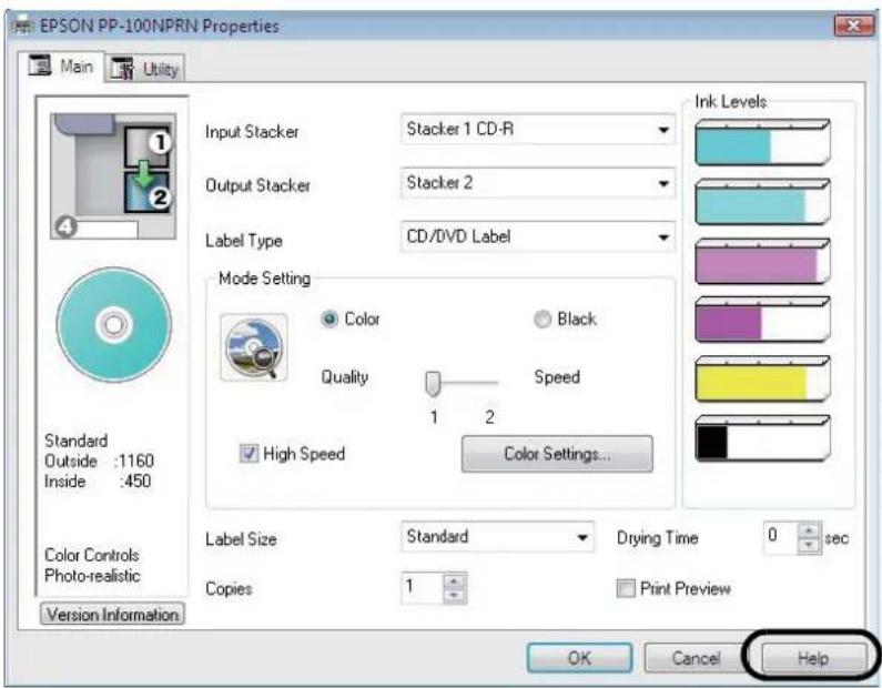EPSON PP-100N - How to display the EPSON printer driver Help - 1