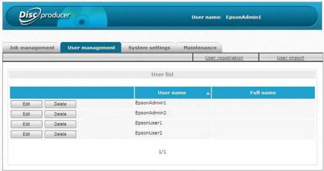 EPSON PP-100N - (User information)/(User management) screen - 2