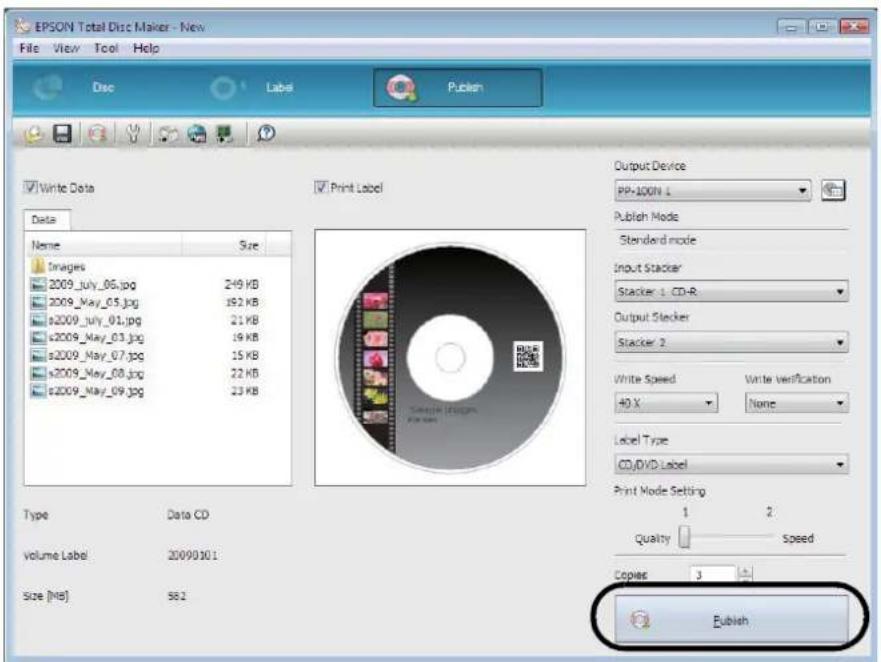 EPSON PP-100N - Click [Publish]. - 1