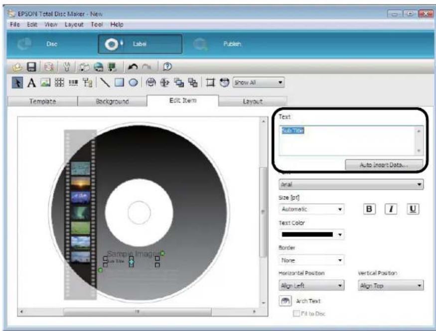 EPSON PP-100N - Enter the text you want to place in [Text]. In this example, we enter "Sample Images". - 3