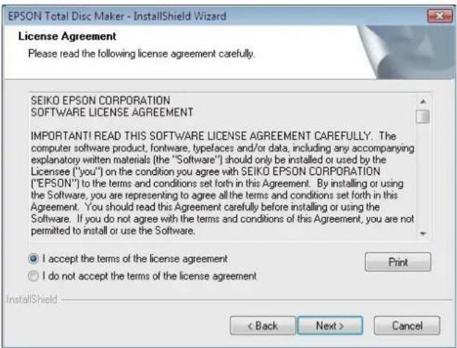 EPSON PP-100N - Carefully read the license agreement, and if you agree, select [I accept the terms of the license agreement], and click [Next]. - 1