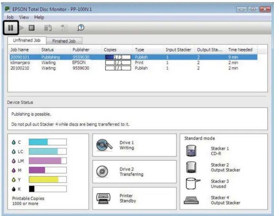 EPSON PP-100N - Select the job for which you want to pause processing, and click - 2
