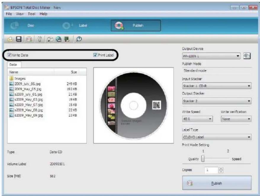 EPSON PP-100N - Check either one or both of [Write Data] and [Print Label] are selected. - 1