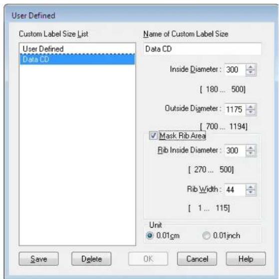 EPSON PP-100N - Select [User Defined] for [Label Size]. - 2