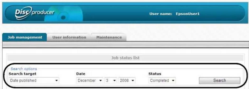 EPSON PP-100N - Use the search options to find the job for which you want to create another disc. - 1