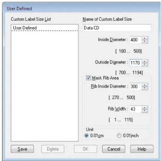 EPSON PP-100N - Select [User Defined] for [Label Size]. - 2