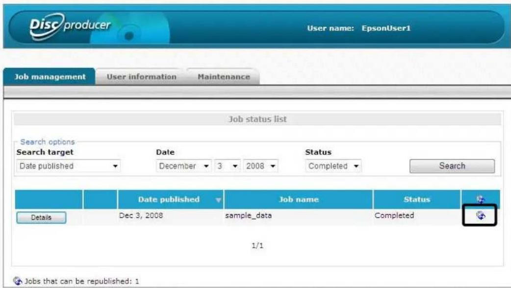 EPSON PP-100N - Use the search options to find the job for which you want to create another disc. - 2