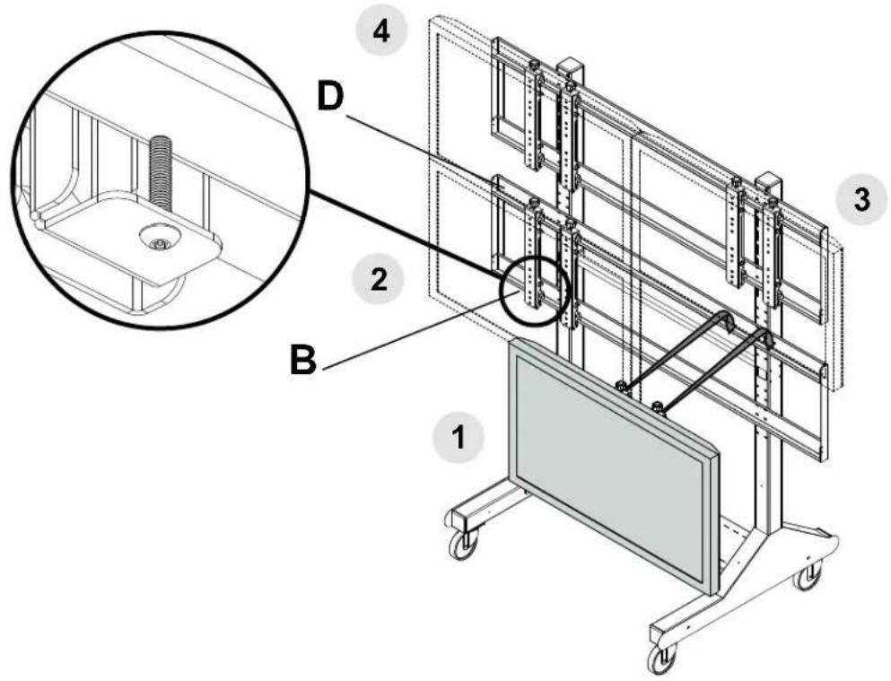 Technical diagram of a mechanical device with labeled components and an inset view showing a structural detail.