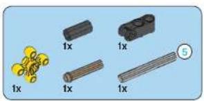 Illustration of six mechanical components with no text or symbols