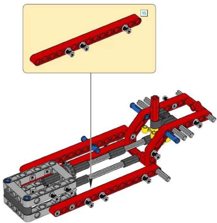 3D mechanical assembly diagram showing red and gray components with no visible text or symbols