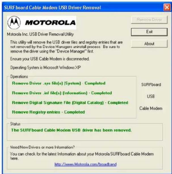 MOTOROLA SBG1000 - Removing the USB Driver from Windows XP - 8