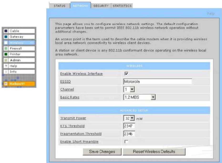 MOTOROLA SBG1000 - Configuring a Unique Wireless Network Name - 1
