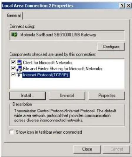 MOTOROLA SBG1000 - Configuring TCP/IP in Windows 2000 - 4