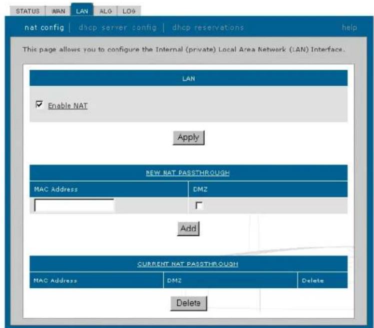 MOTOROLA SBG1000 - Gateway > LAN — nat config Page - 2