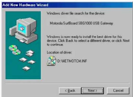MOTOROLA SBG1000 - Setting Up a USB Driver in Windows 98 - 6