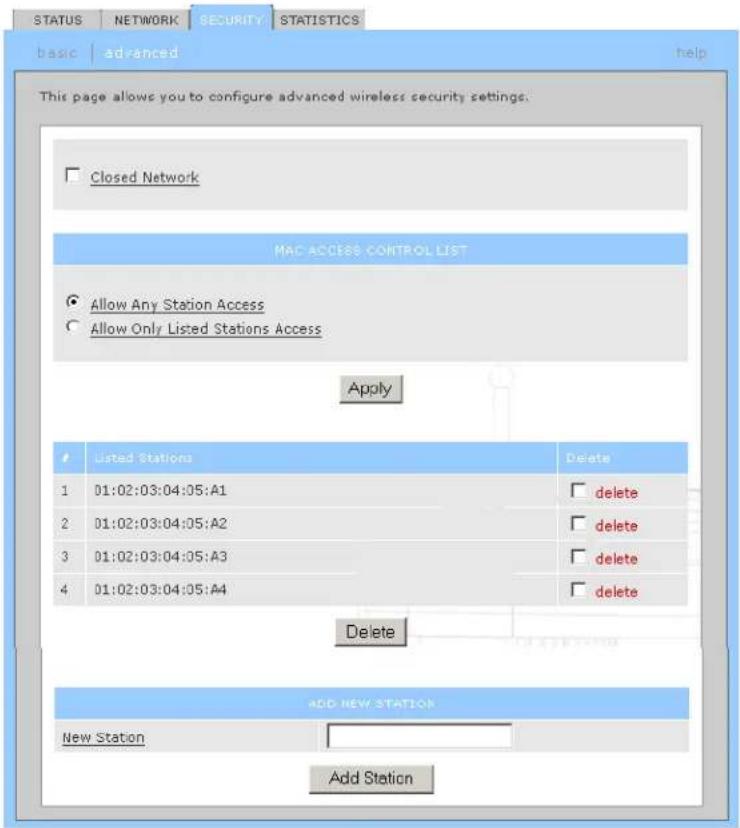 MOTOROLA SBG1000 - Wireless > SECURITY — advanced Page - 2