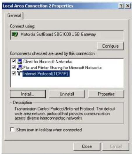 MOTOROLA SBG1000 - Configuring TCP/IP in Windows 2000 - 7