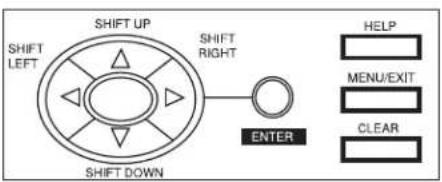 SHIFT UP SHIFT LEFT SHIFT DOWN SHIFT RIGHT ENTER HELP MENU/EXIT CLEAR