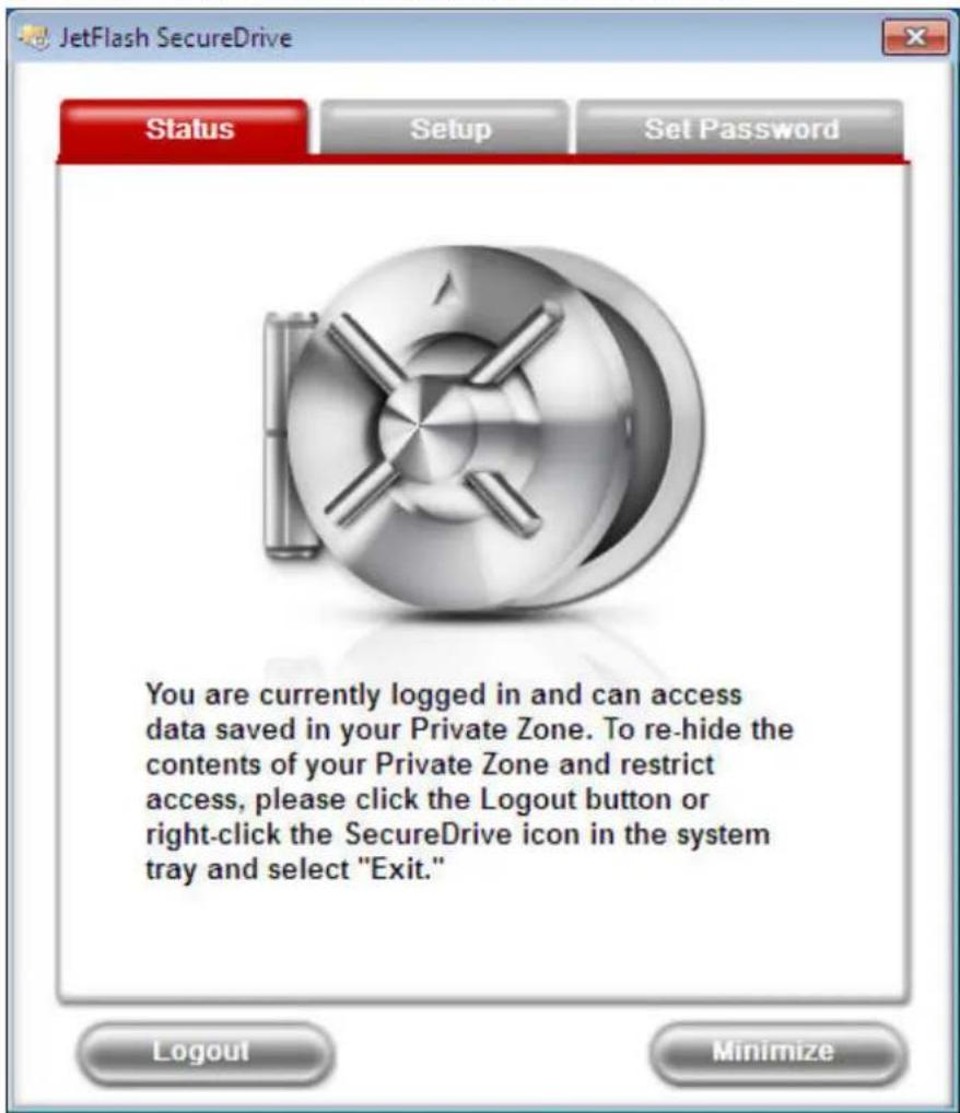 TRANSCEND JetFlash elite 620 - Logging Out of Your Private Zone - 1