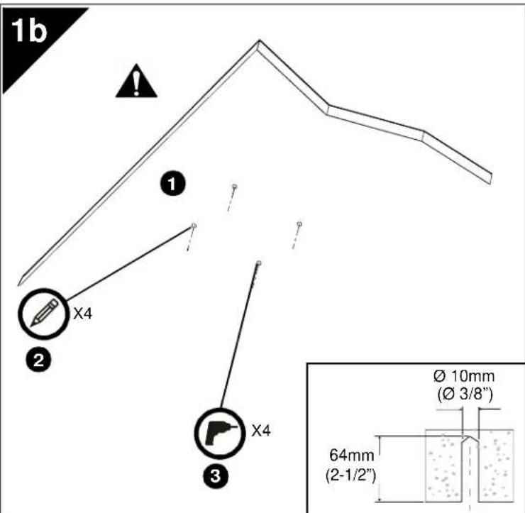 1b 1 X4 2 X4 3 Ø 10mm (Ø 3/8") 64mm (2-1/2") Ø 10mm