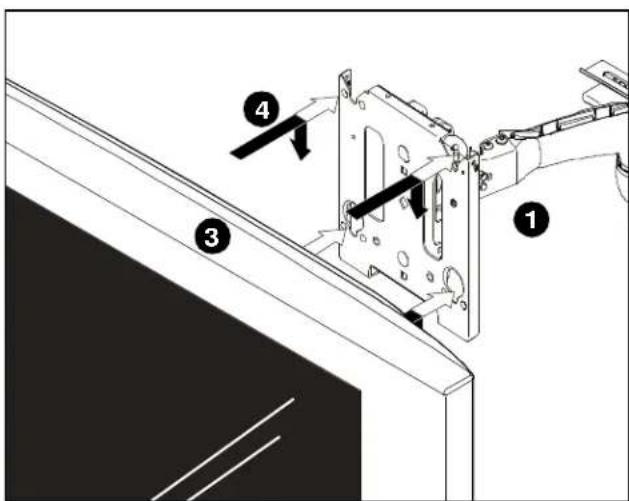 Technical diagram showing a mechanical assembly with numbered components and directional arrows indicating motion or force.