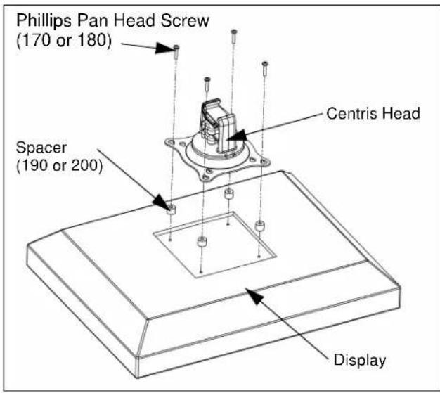 Phillips Pan Head Screw (170 or 180) Centris Head Spacer (190 or 200) Display