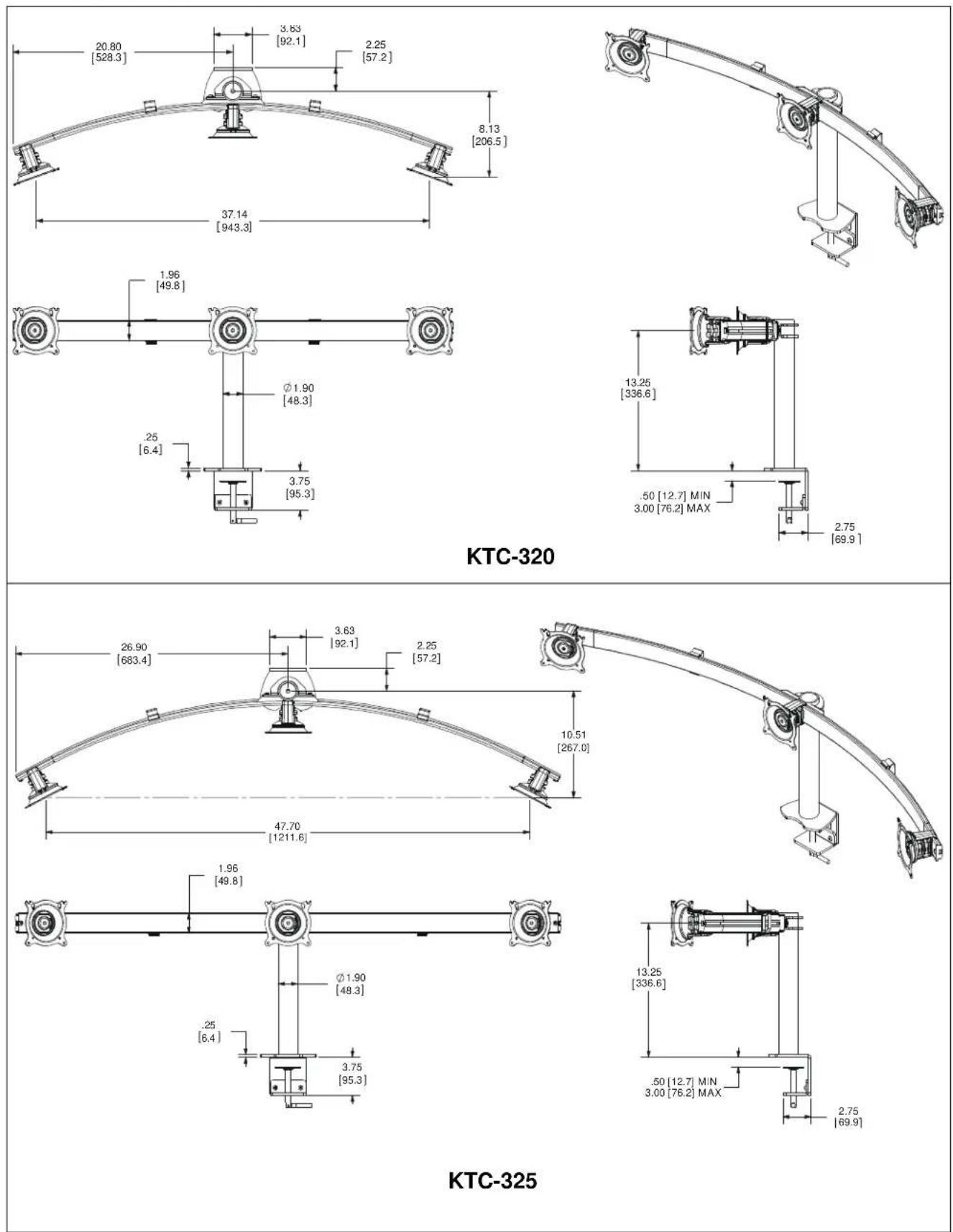 Chief KTC230B - DIMENSIONS - 7