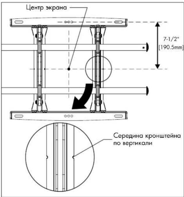 Центр экрана 7·1/2" [190.5mm] Середина кронштейна по вертикали
