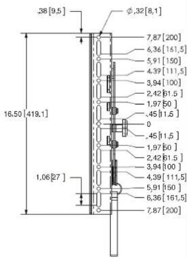 .38 [9,5] φ .32 [8,1] 7,87 [200] 6,36 [161,5] 5,91 [150] 4,39 [111,5] 3,94 [100] 2,42 [61,5] 1,97 [50] .45 [11,5] 0 .45 [11,5] 1,97 [50] 2,42 [61,5] 3,94 [100] 4,39 [111,5] 5,91 [150] 6,36 [161,5] 7,87 [200] 16.50 [419,1] 1.06 [27]