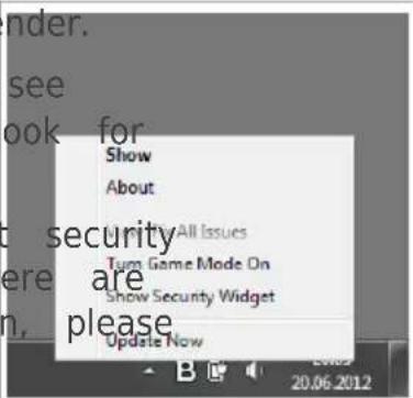 under. see look for show About All Issues Turn Game Mode On Show Security Widget Update Now 20.06.2012
