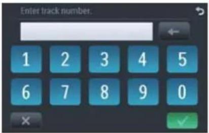 Enter track number. 1 2 3 4 5 6 7 8 9 0 × ✓