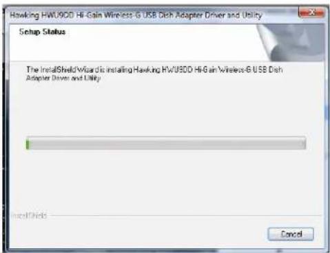 Hawking HW/USD0 Hi-Gain Wireless-6 USB Dish Adapter Driver and Utility Setup Status The InstallShieldWizard is installing Hawking HW/USD0 Hi-Gain Wireless-6 USB Dish Adapter Driver and Utility InstallShield OK