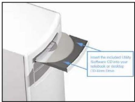 Insert the included Utility Software CD into your notebook or desktop CD-Rom Drive