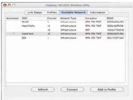 Hawling HIRUSIO Wireless Units Link Status Profiles Available Network Information Associated SSD Channel Network Type Encryption 85SD WLAN 1 Infrastructure NPA-PSX TXIP 0026b45b45b HawkTechc 11 Infrastructure NPA-PSX TXIP 0006b00f098 20 Infrastructure NIP 4203c770555 HawkTech 10 Infrastructure NPA-PSX TXIP 0006b00f28e SSA 1 Infrastructure NPA-PSX TXIP 0017f3f7368 Refresh Connect Add to Profile