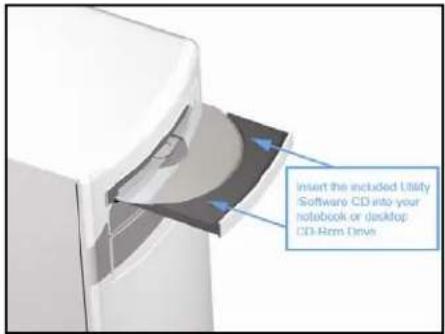 insert the included Utility Software CD into your notebook or desktop CD-Rom Drive