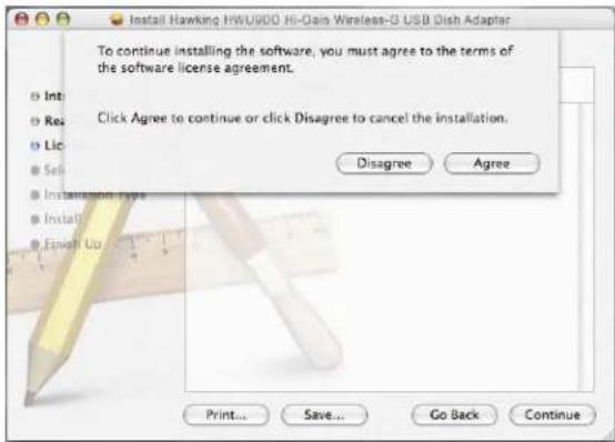 To continue installing the software, you must agree to the terms of the software license agreement. Click Agree to continue or click Disagree to cancel the installation. Disagree Agree Print... Save... Go Back Continue