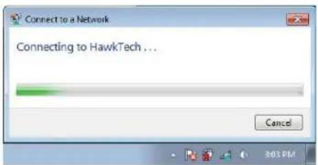 Connect to a Network Connecting to HawkTech ... Cancel 303 PM