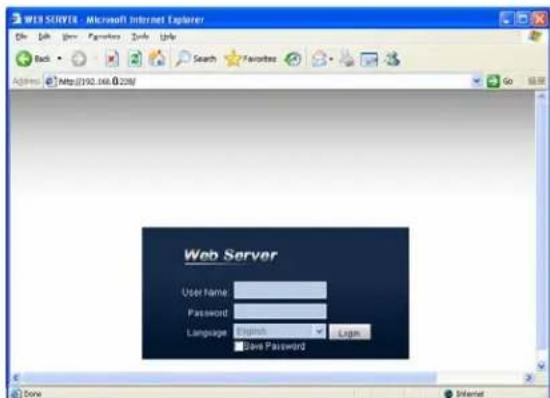 Web Server User name: Password: Language: English Save Password Done