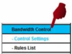 Bandwidth Control - Control Settings - Rules List