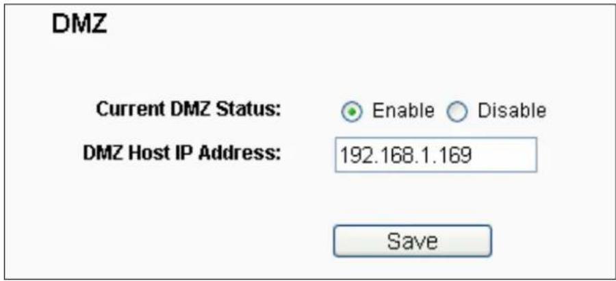 DMZ Current DMZ Status: Enable Disable DMZ Host IP Address: 192.168.1.169 Save