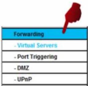 Forwarding - Virtual Servers - Port Triggering - DMZ - UPnP