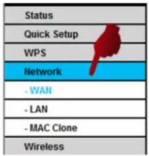 Status Quick Setup WPS Network -WAN -LAN -MAC Clone Wireless