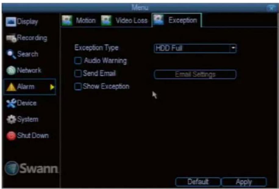 SWANN SWDVK-830008 - Alarm: Exception - 1