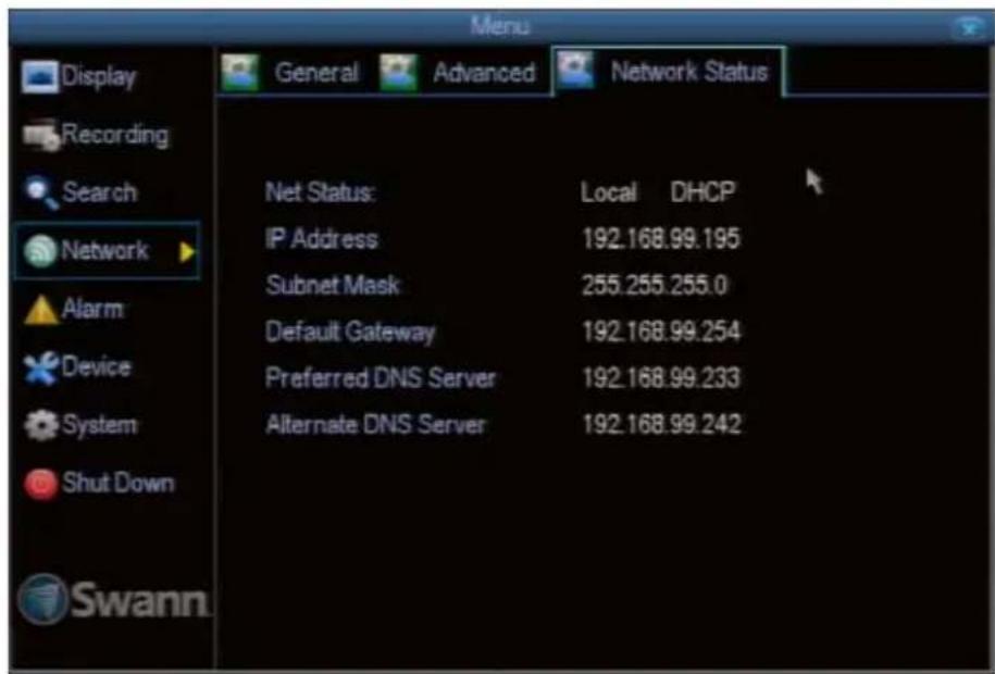 SWANN SWDVK-830008 - Network: Network Status - 1