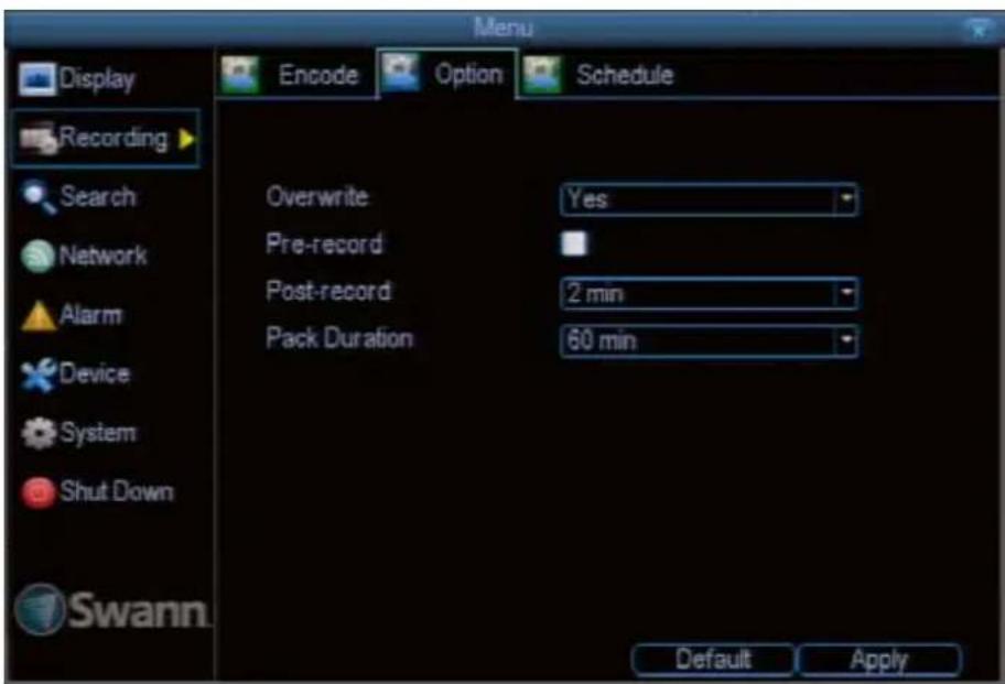 SWANN SWDVK-830008 - Recording: Option - 1